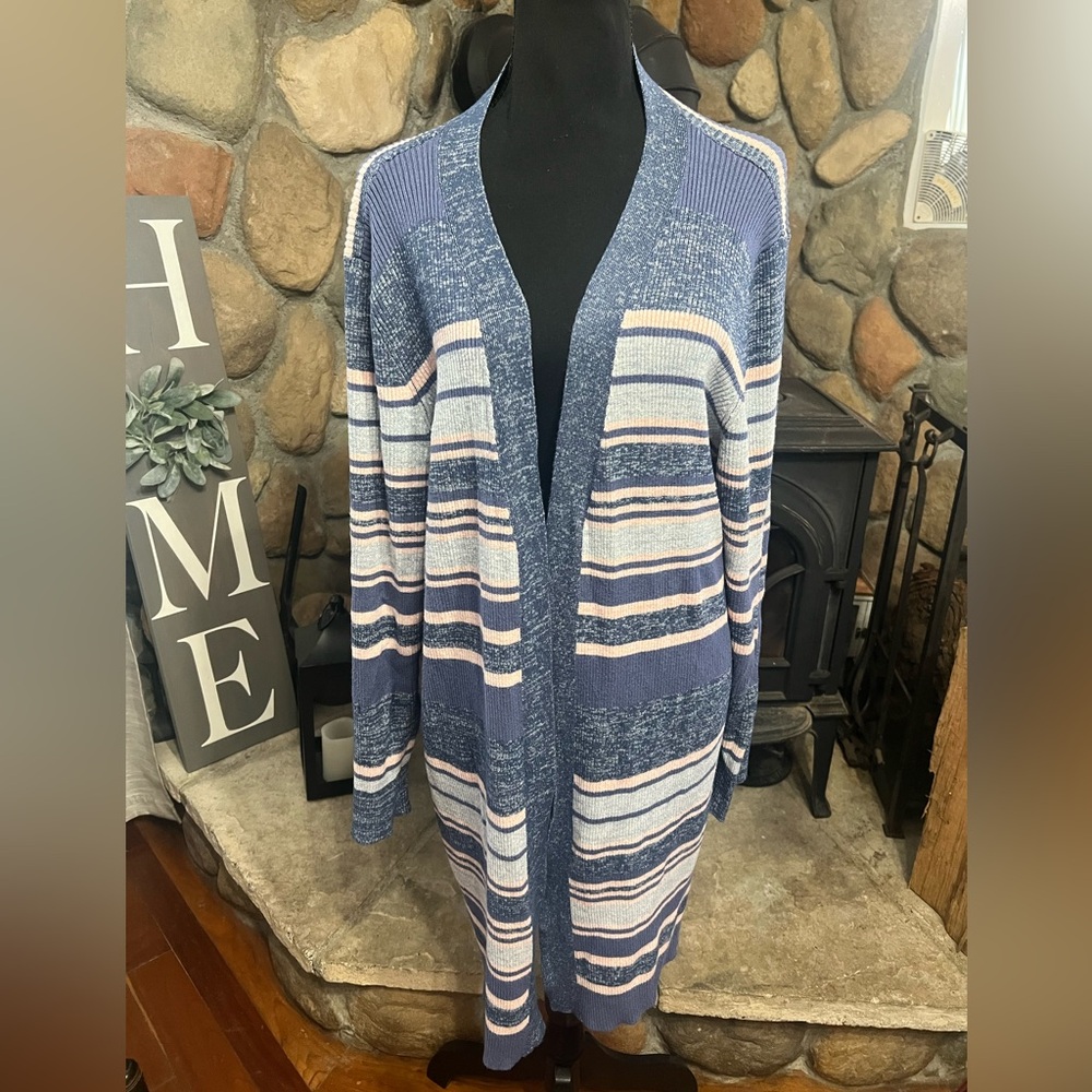 Blue & Pink Striped Women's Sweater Size XXL